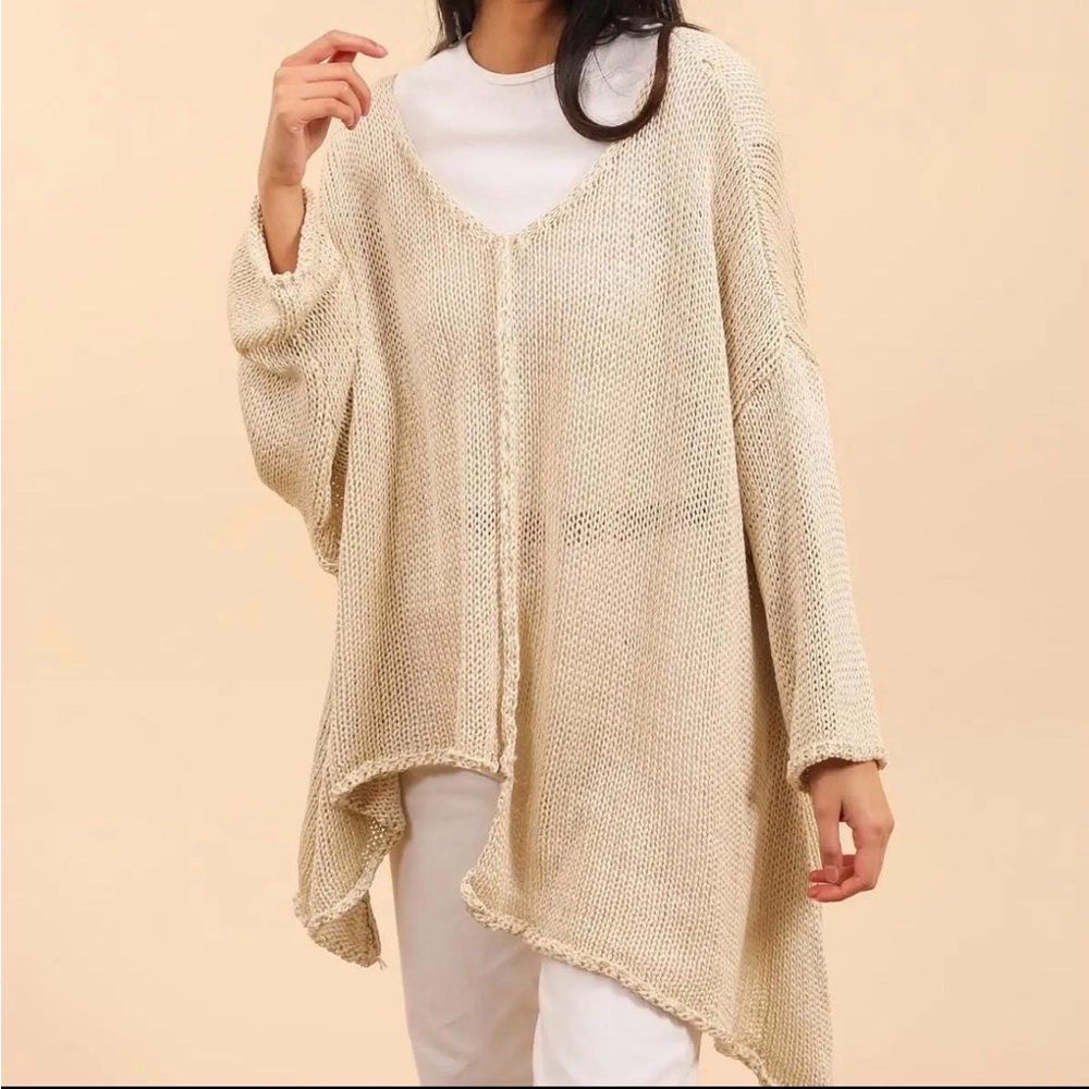 Asymmetrical Oat Knit Sweater | NWT | Soft Neutral Layering - Picture 8 of 9